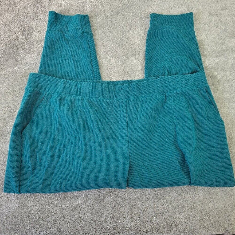 Denim & Co Womens Plus Size 2XP Green Knit Pants Straight Leg Stretch Jog SL43E